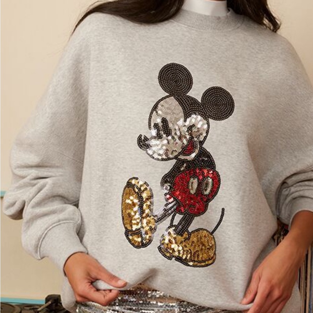 F21 Disney Sequined Mickey Mouse Pullover L